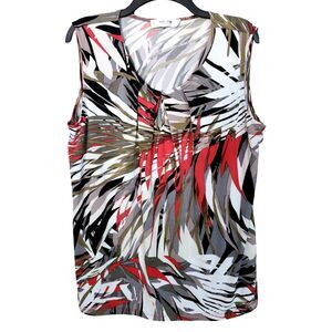 Jones Studio Separates Abstract Geometric Print Tank Top 1X Red Black Office